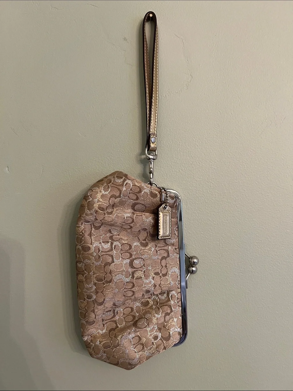 Coach Champagne Signature Wristlet Clutch